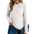 Crossed neckline, pleated, slim-fit long-sleeved top