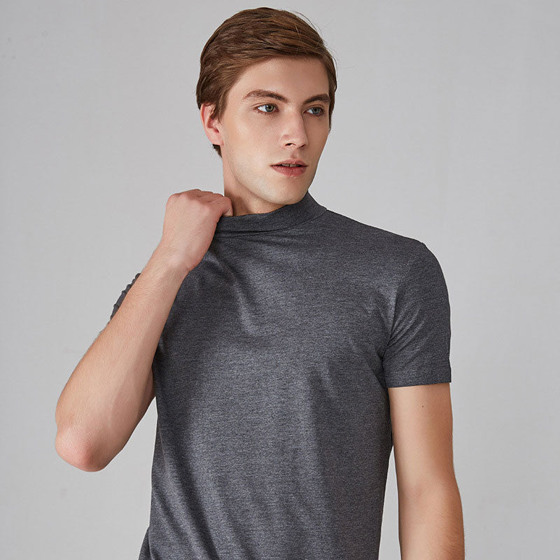 MEN'S T-SHIRT WITH STAND-UP COLLAR AND SLIM FIT