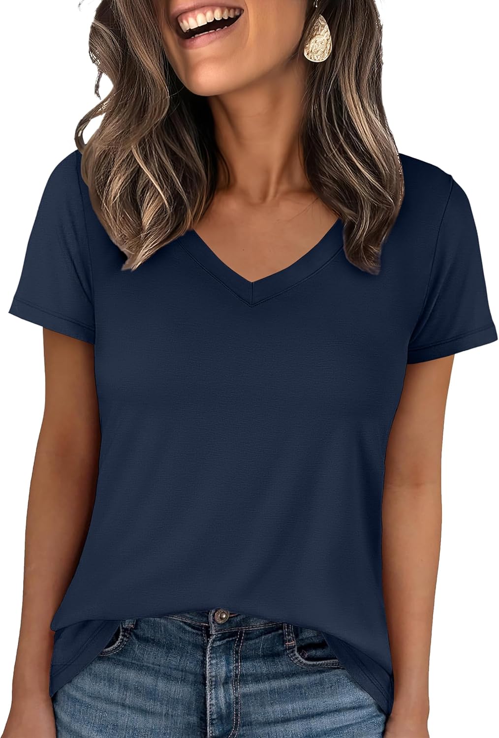 🌸Spring Sale 50% OFF👕Fashion Loose Solid Color Short Sleeve Top