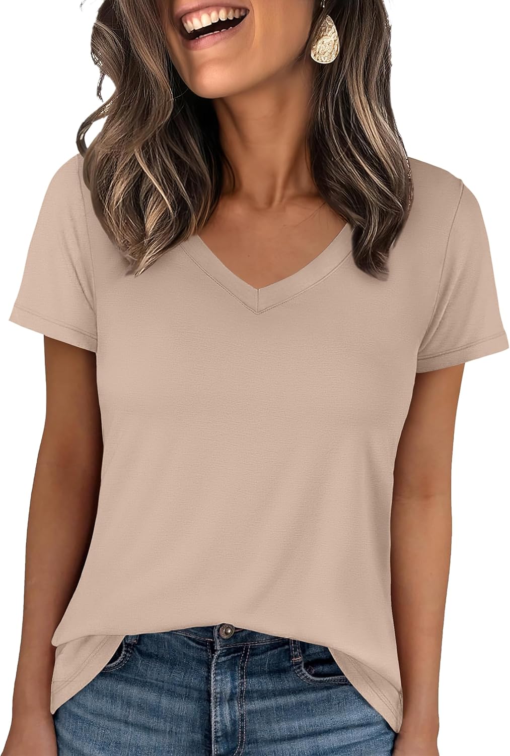 🌸Spring Sale 50% OFF👕Fashion Loose Solid Color Short Sleeve Top