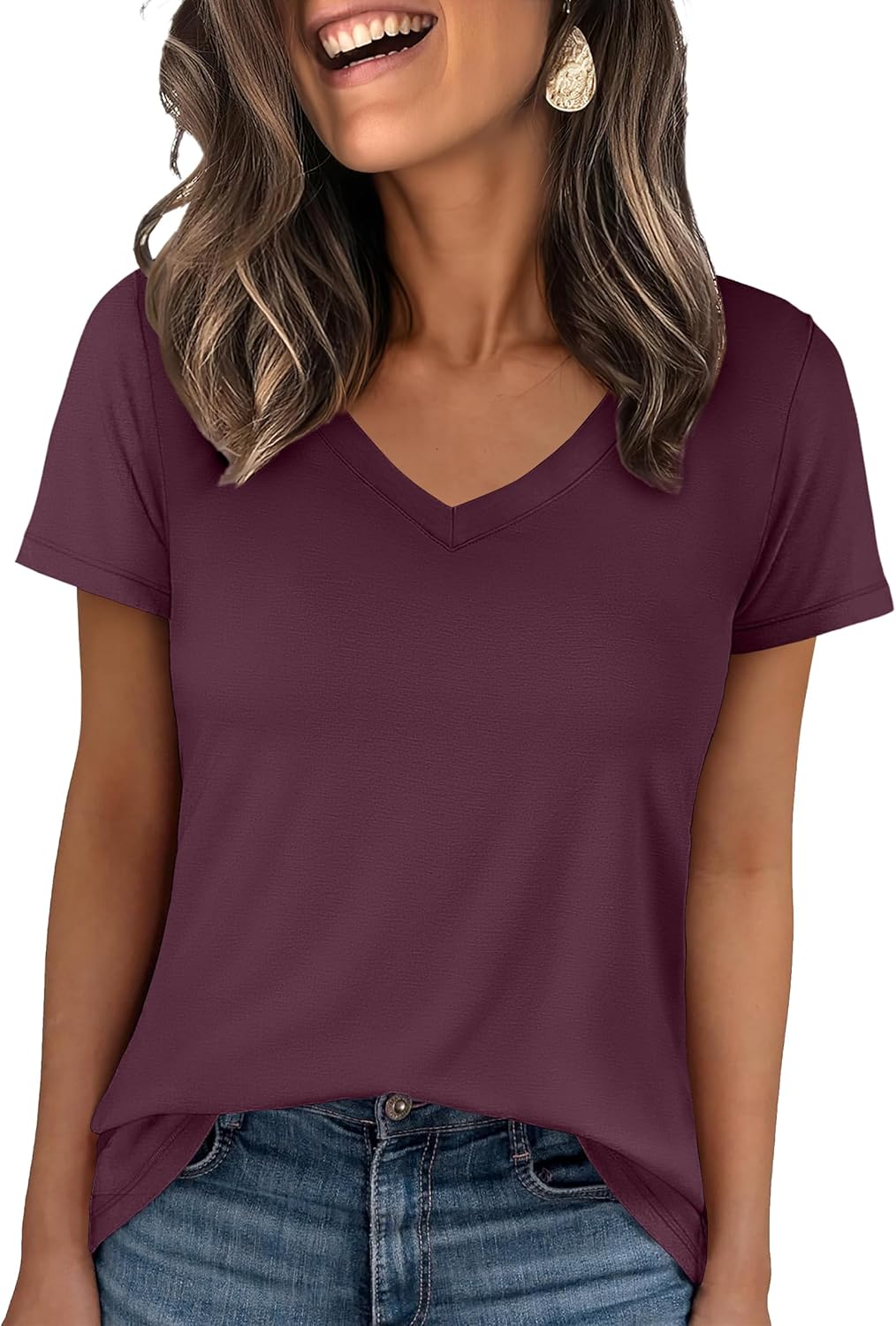 🌸Spring Sale 50% OFF👕Fashion Loose Solid Color Short Sleeve Top
