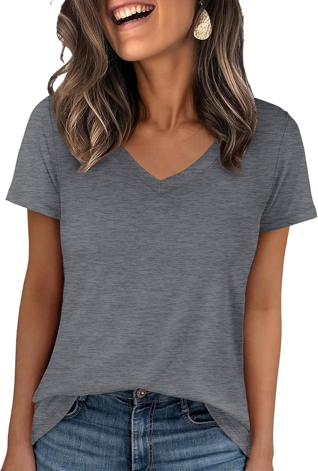 🌸Spring Sale 50% OFF👕Fashion Loose Solid Color Short Sleeve Top