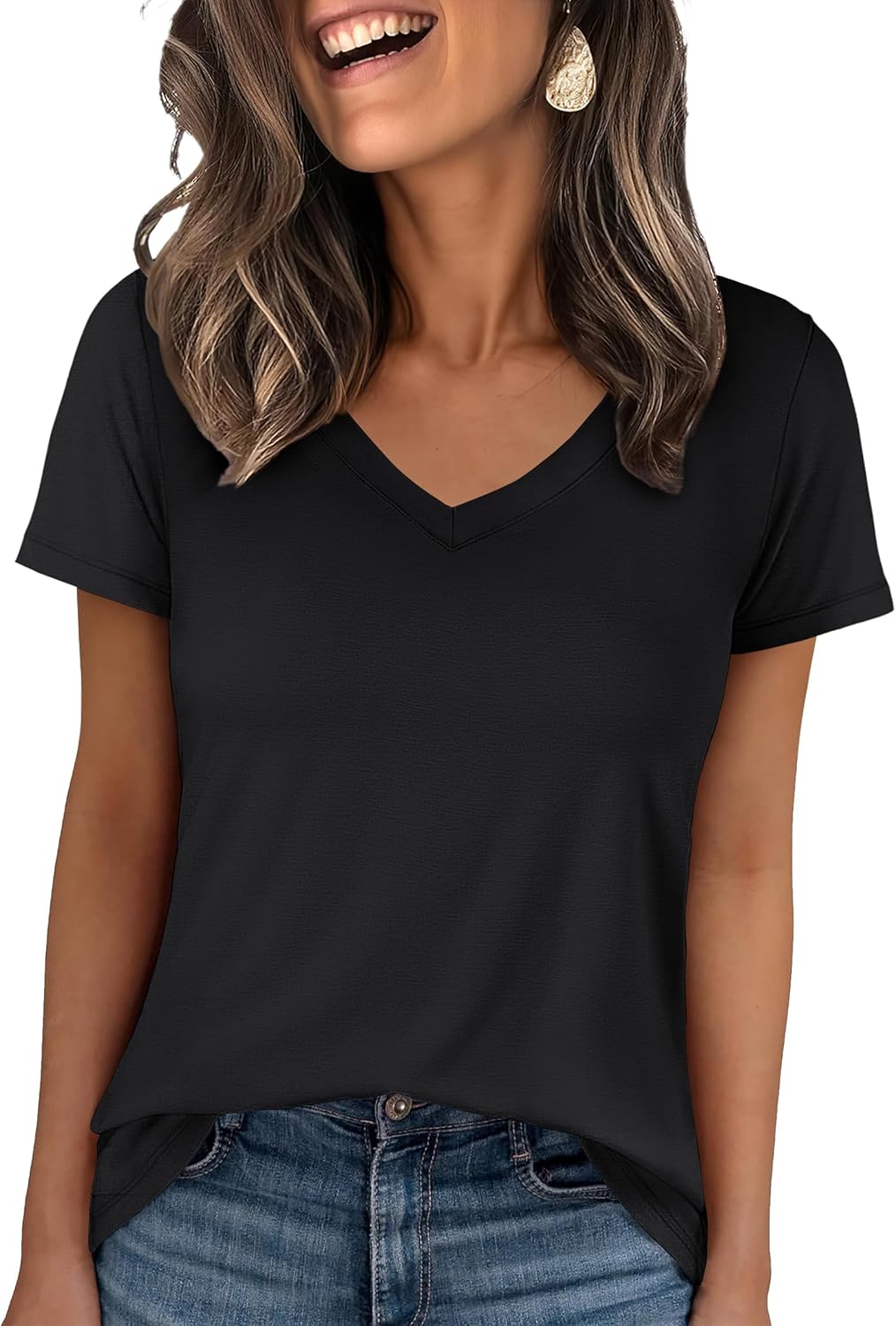 🌸Spring Sale 50% OFF👕Fashion Loose Solid Color Short Sleeve Top