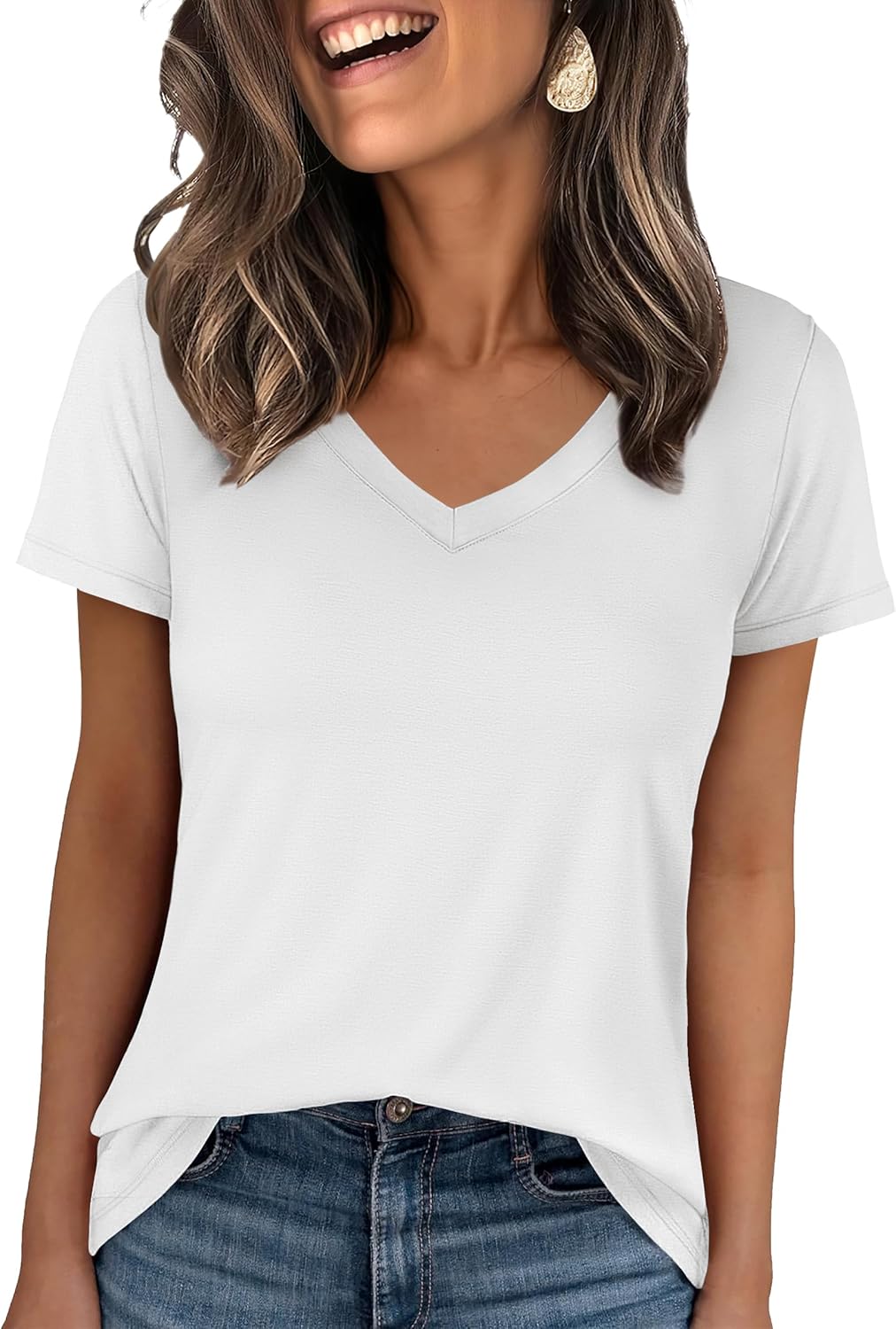 🌸Spring Sale 50% OFF👕Fashion Loose Solid Color Short Sleeve Top