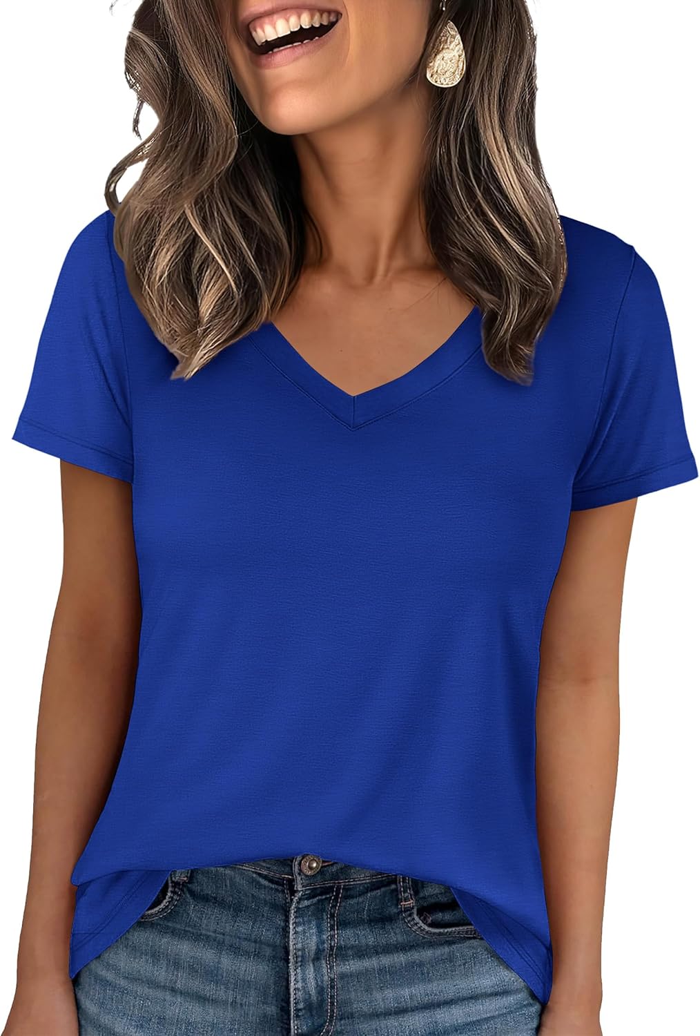 🌸Spring Sale 50% OFF👕Fashion Loose Solid Color Short Sleeve Top