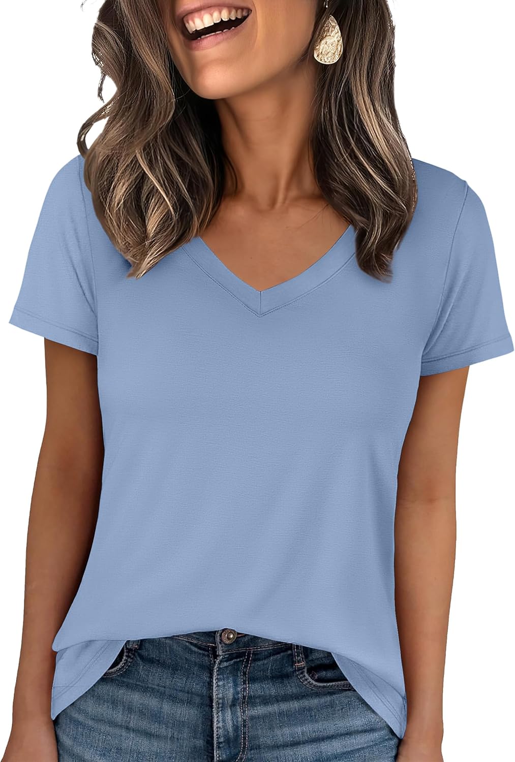 🌸Spring Sale 50% OFF👕Fashion Loose Solid Color Short Sleeve Top