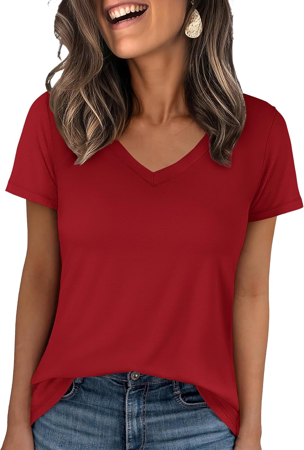 🌸Spring Sale 50% OFF👕Fashion Loose Solid Color Short Sleeve Top