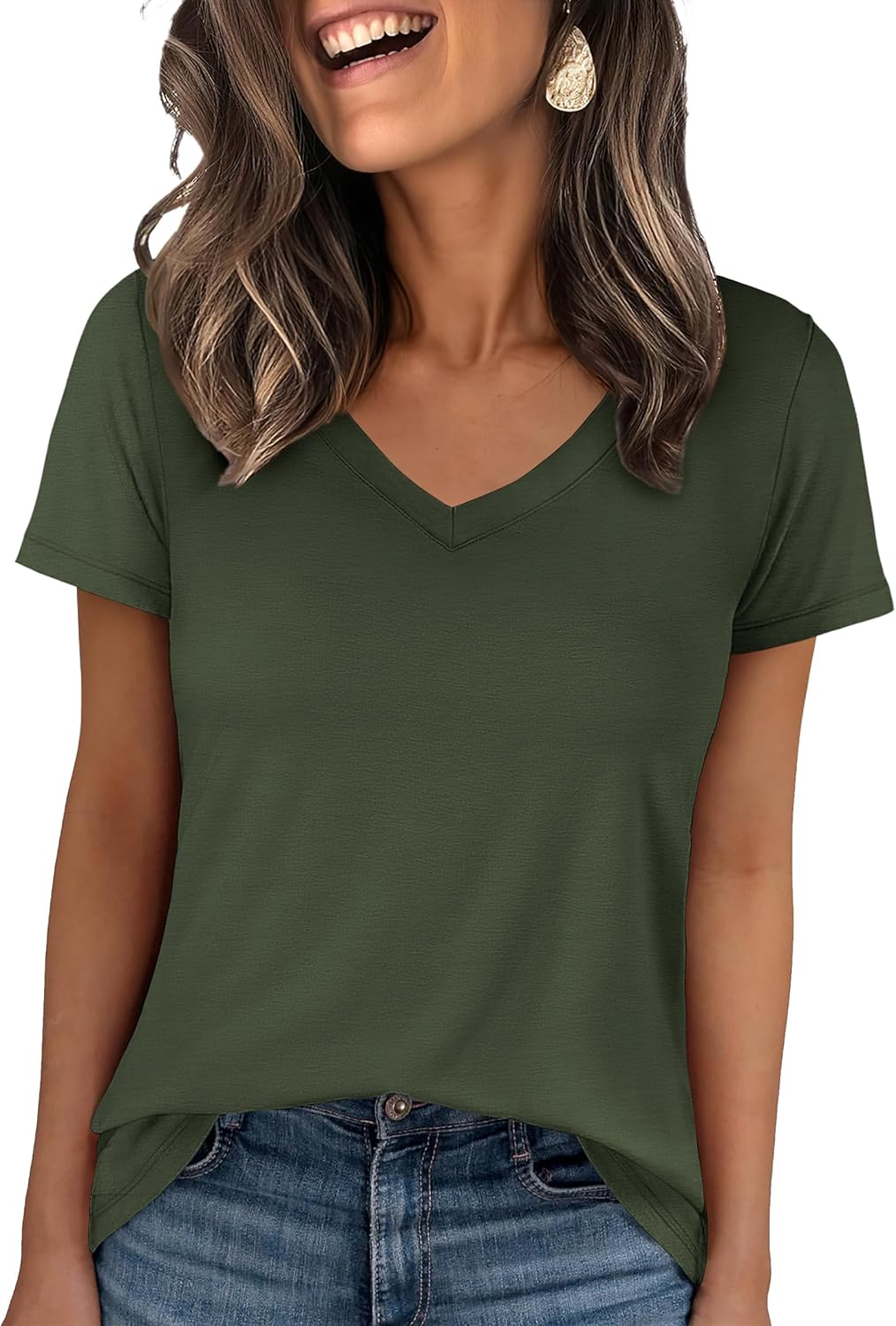 🌸Spring Sale 50% OFF👕Fashion Loose Solid Color Short Sleeve Top