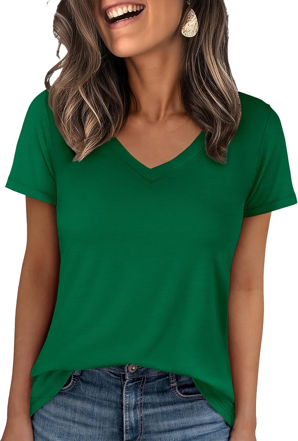 🌸Spring Sale 50% OFF👕Fashion Loose Solid Color Short Sleeve Top
