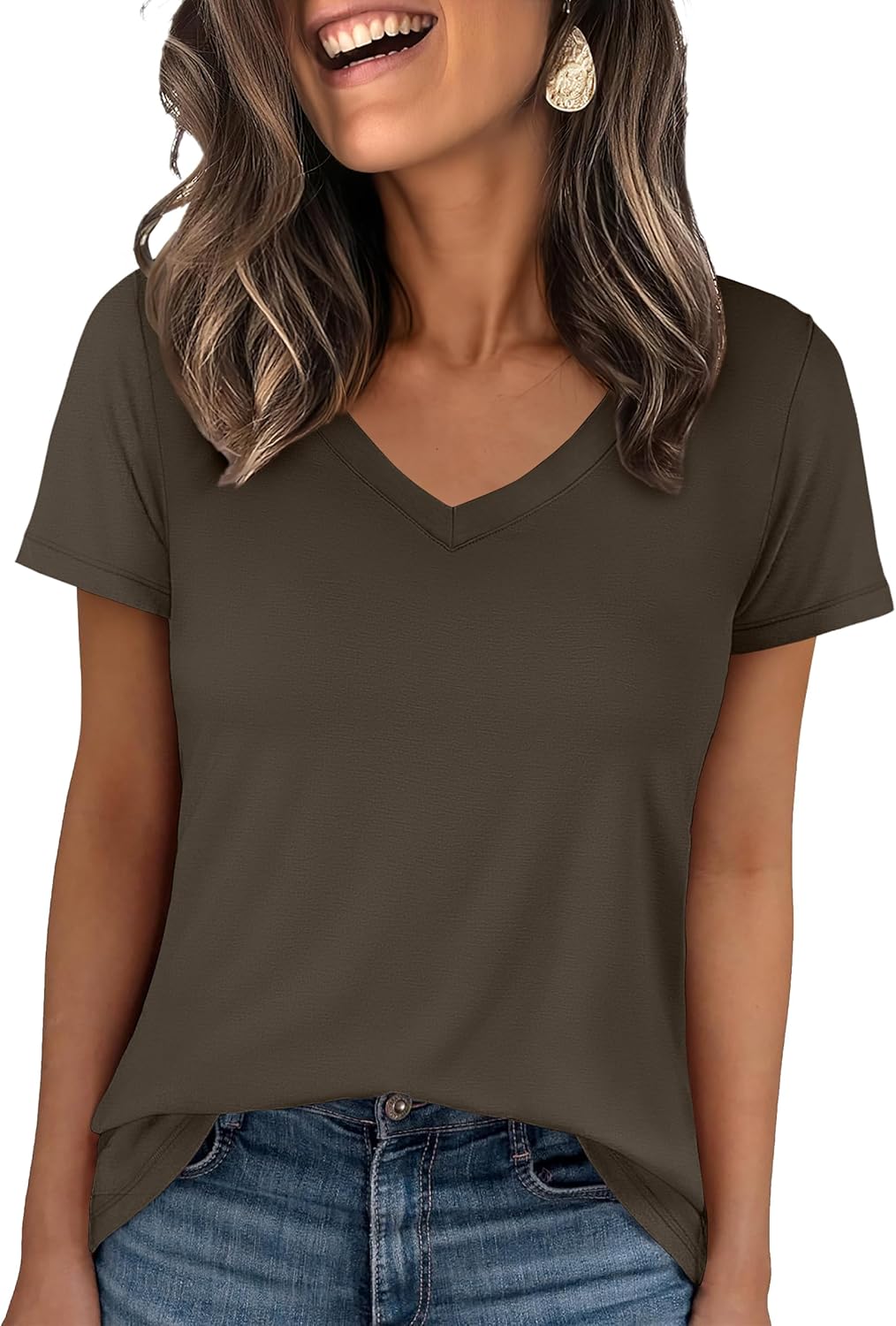 🌸Spring Sale 50% OFF👕Fashion Loose Solid Color Short Sleeve Top