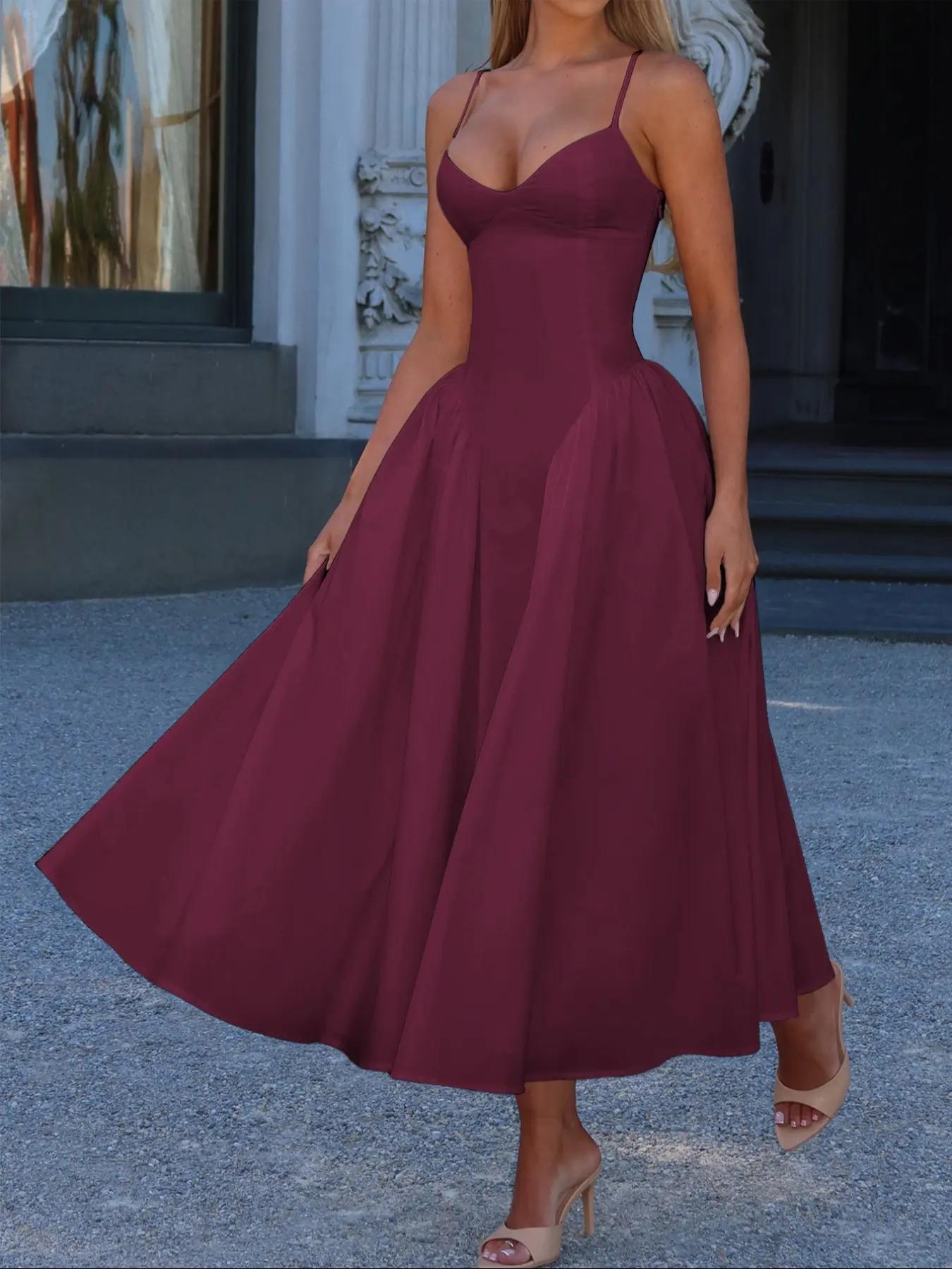 Women Elegant Sleeveless Long Lady Summer Dress